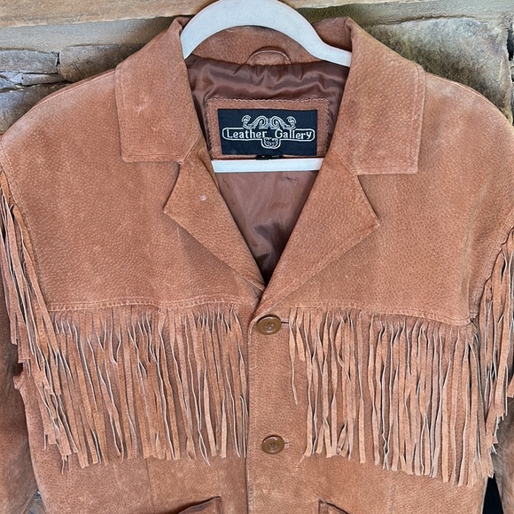 Leather Gallery Vintage 💯 Leather FringedCowboy Jacket Sz Small Men’s Authentic - Picture 3 of 16